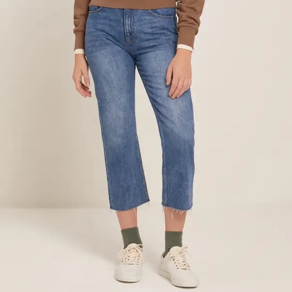 Frank & Oak Karen Kick Flare Raw Hem Organic Cotton Cropped Jeans 26 - Picture 2 of 14